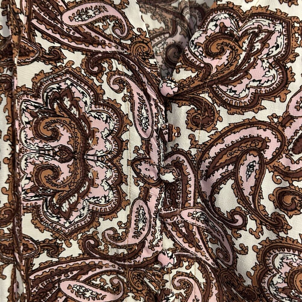 For Love and Lemons Romy Dress Paisley Brown Pink White Ruffle Long Sleeve Mini - Picture 8 of 12